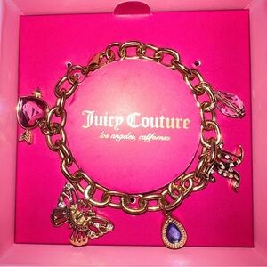Juicy Couture Gold Bracelet with Pink and Blue Charms